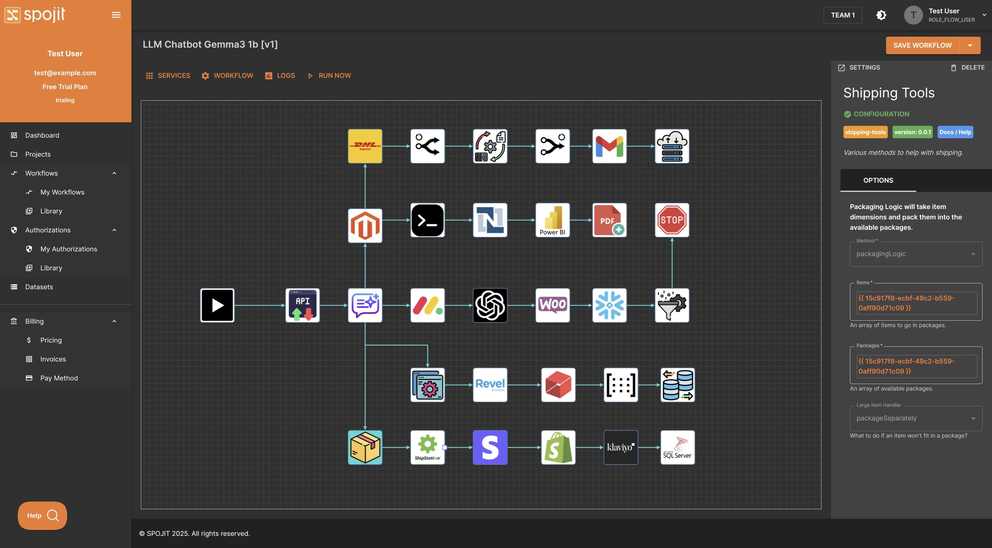 SPOJIT Platform Dashboard - Workflow Automation Interface